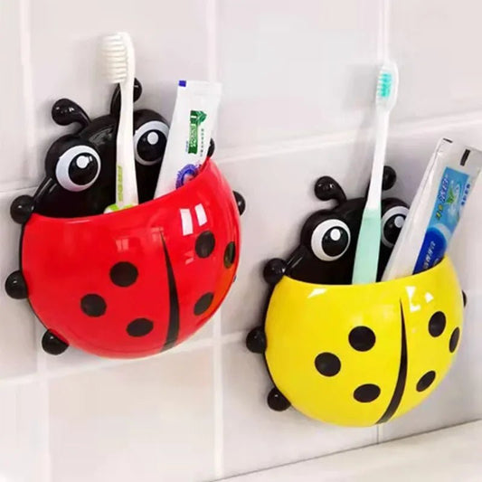 Porte-brosse à dents à ventouse mignon, supports de rangement créatifs pour stylos coccinelle sept étoiles,