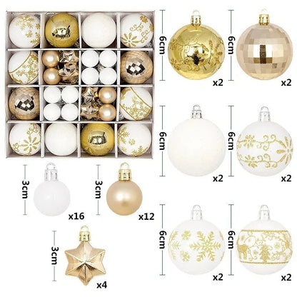 Boule de noël 3/6CM, 44 pièces, ornements de décoration d'arbre de noël