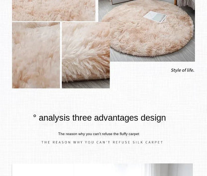 Tapis rond en peluche Super doux, blanc moelleux, pour Salon, décoration de maison,