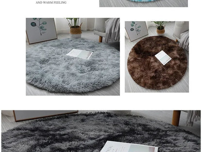 Tapis rond en peluche Super doux, blanc moelleux, pour Salon, décoration de maison,