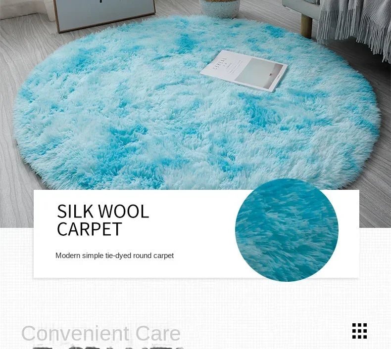Tapis rond en peluche Super doux, blanc moelleux, pour Salon, décoration de maison,
