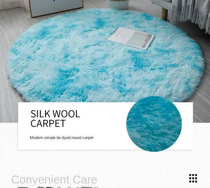 Tapis rond en peluche Super doux, blanc moelleux, pour Salon, décoration de maison,