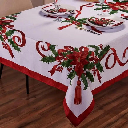 Nappe rectangulaire de noël, Design Poinsettia pour fête