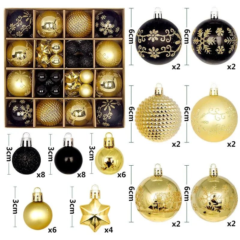 Boule de noël 3/6CM, 44 pièces, ornements de décoration d'arbre de noël