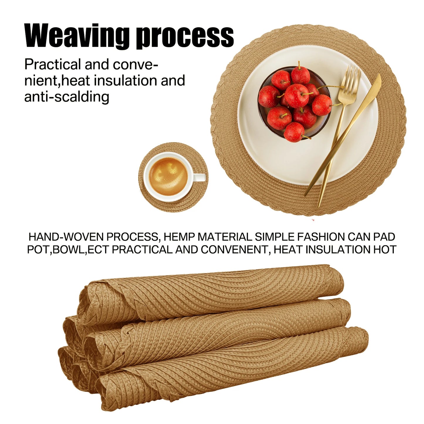 Ensemble de 6 sets de table ronds tressés