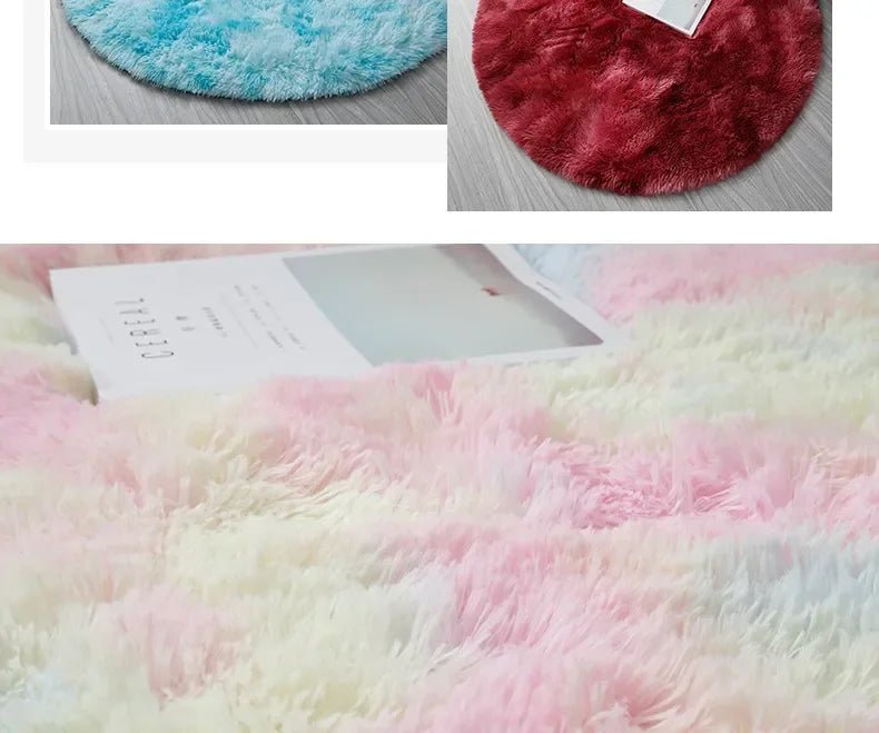 Tapis rond en peluche Super doux, blanc moelleux, pour Salon, décoration de maison,