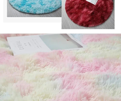 Tapis rond en peluche Super doux, blanc moelleux, pour Salon, décoration de maison,