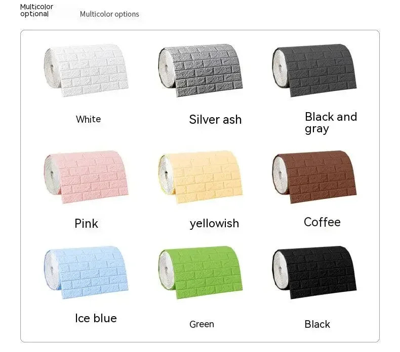 Papier Peint Autocollant 3D en Brique Souple 70cm x 2m, Rouleau Adhésif décoration Maison