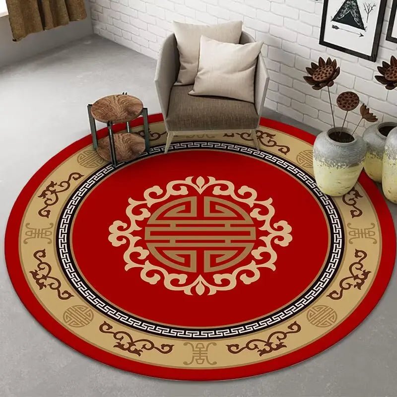 Tapis rond de luxe de Style Simple rouge | Élégance