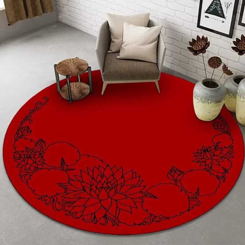 Tapis rond de luxe de Style Simple rouge | Élégance