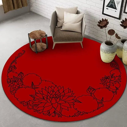 Tapis rond de luxe de Style Simple rouge | Élégance