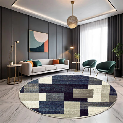 Tapis rond moderne, design géométrique | Élégance