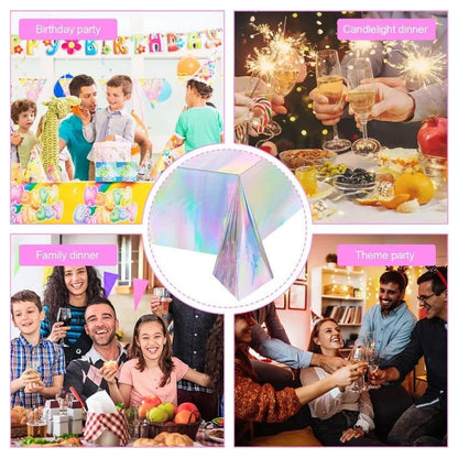 Table nappe anniversaire holographique brillante