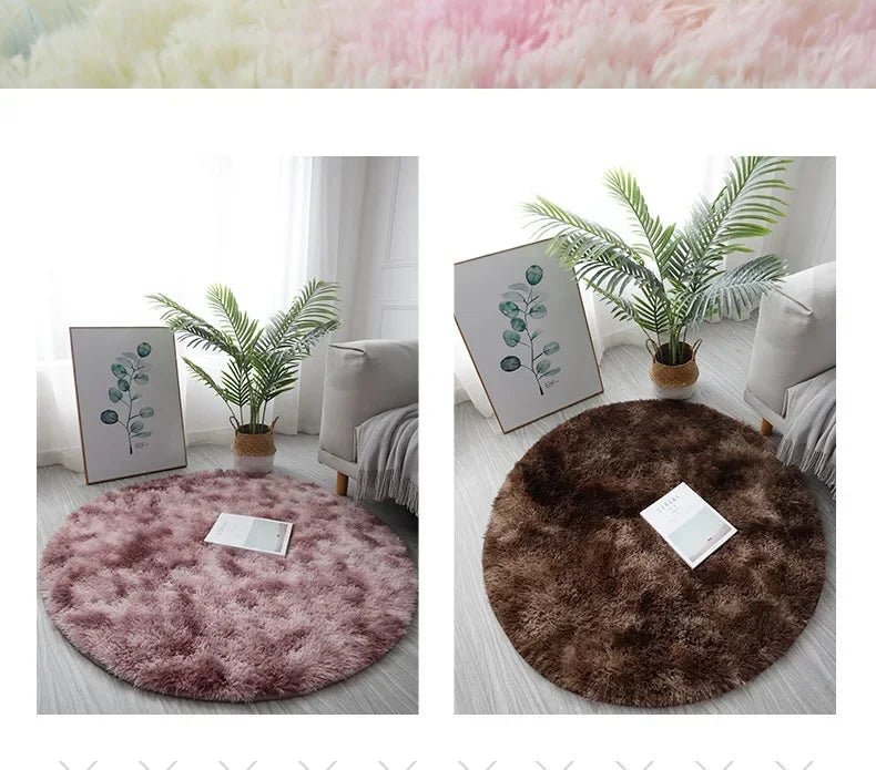 Tapis rond en peluche Super doux, blanc moelleux, pour Salon, décoration de maison,