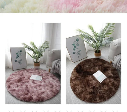 Tapis rond en peluche Super doux, blanc moelleux, pour Salon, décoration de maison,