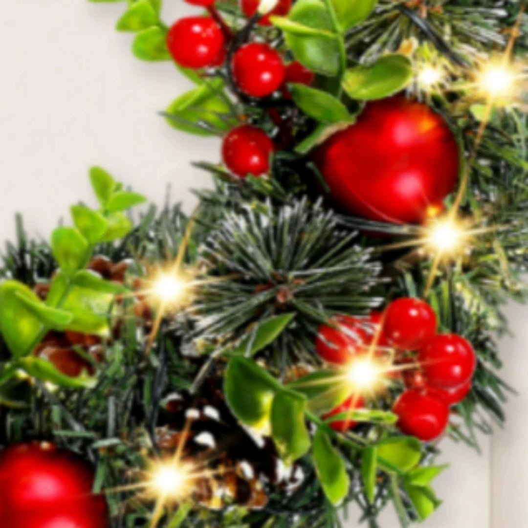 Couronne de noël rouge élégante LED