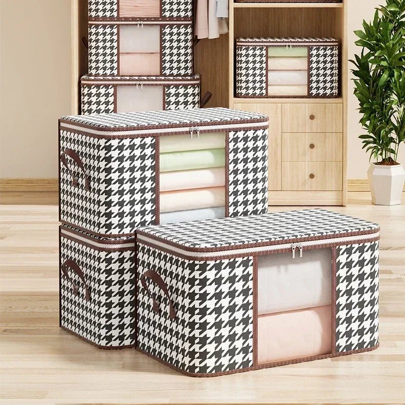 Boîte de Rangement Visible de Grande Capacité pour Vêtements Ménagers, Conteneur Pliable et Anti-Poussière à Fermeture Éclair