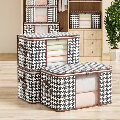 Boîte de Rangement Visible de Grande Capacité pour Vêtements Ménagers, Conteneur Pliable et Anti-Poussière à Fermeture Éclair