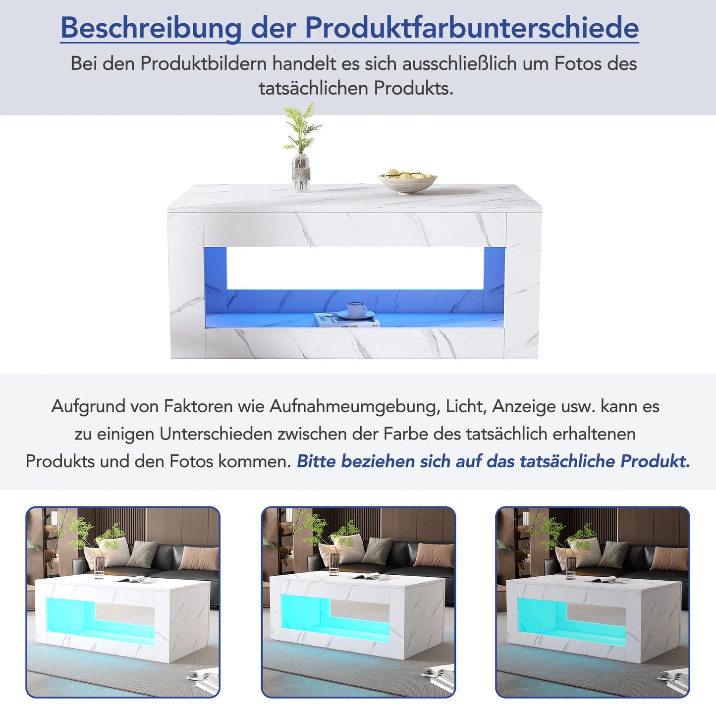 Table basse LED moderne, table basse pour salon,