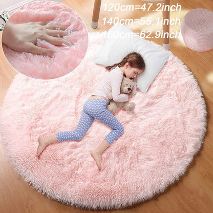 Tapis rond en peluche Super doux, blanc moelleux, pour Salon, décoration de maison,