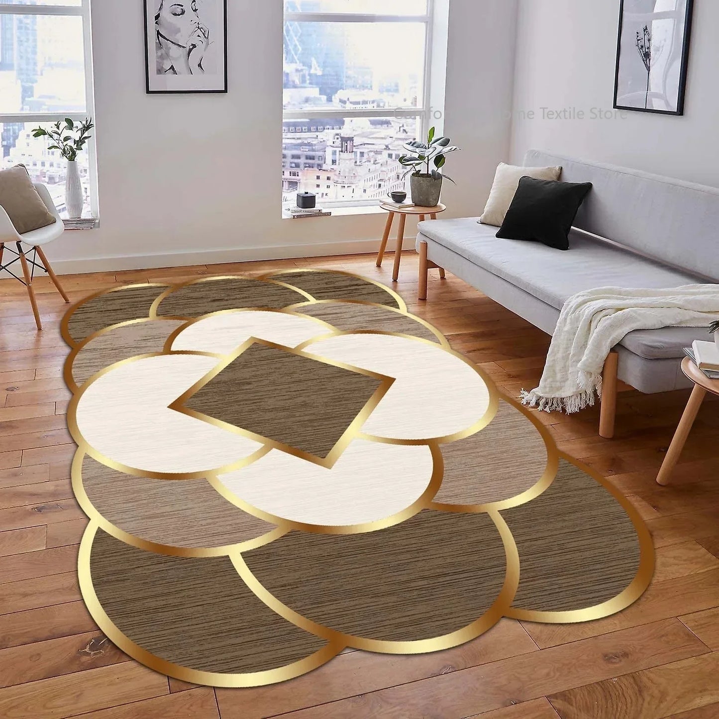 Tapis doré de luxe de forme spéciale