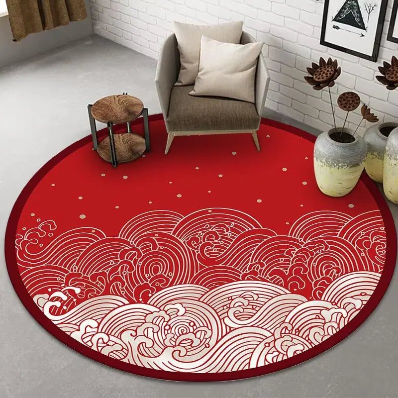 Tapis rond de luxe de Style Simple rouge | Élégance