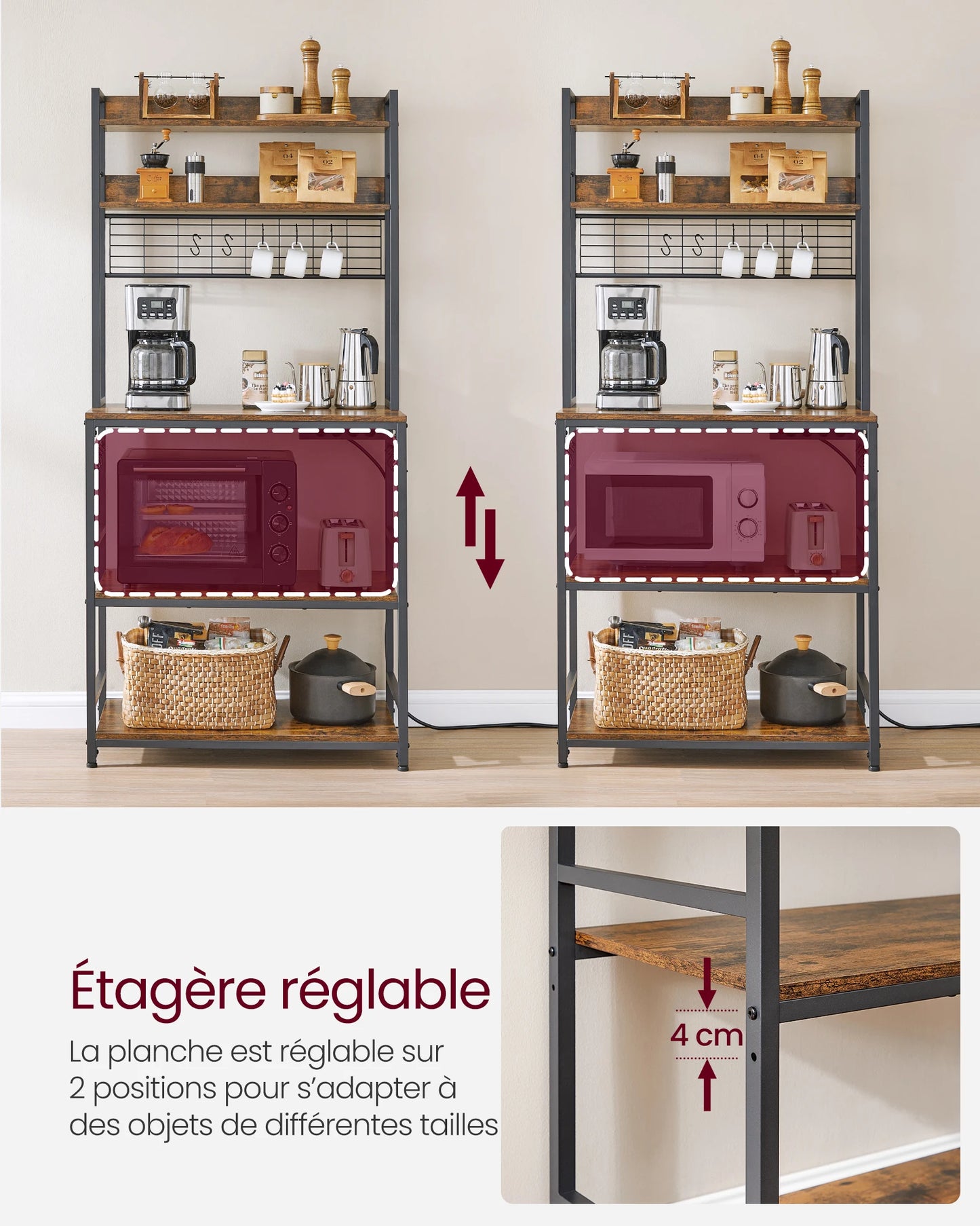 Étagère de Cuisine avec Multiprise,