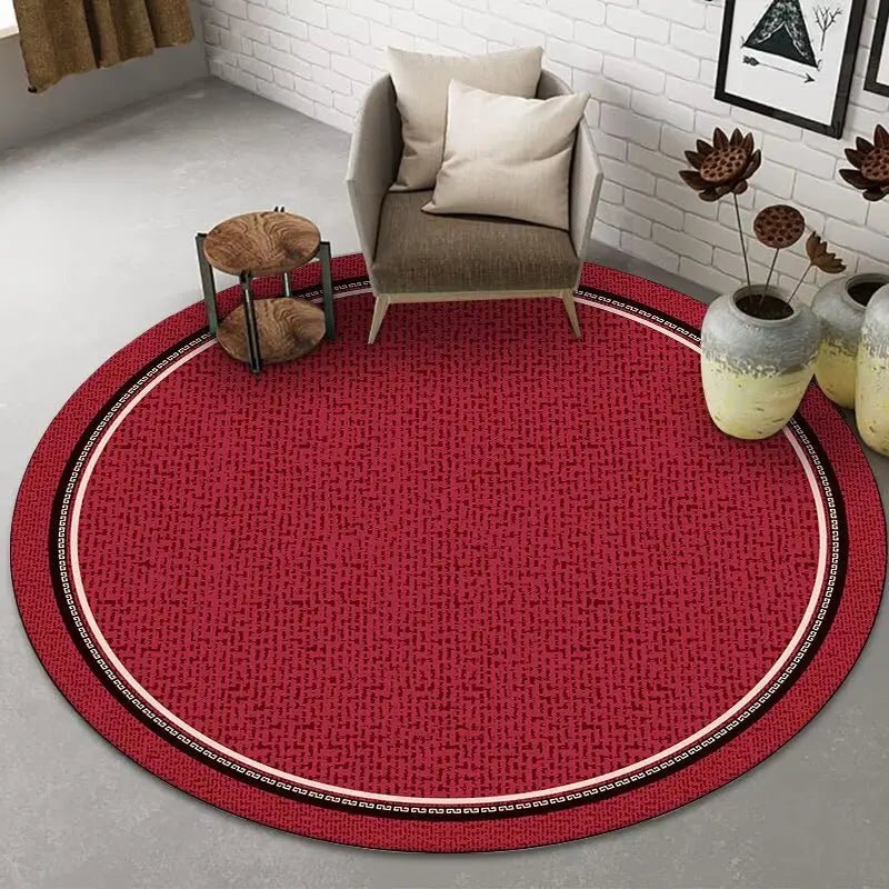 Tapis rond de luxe de Style Simple rouge | Élégance