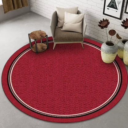 Tapis rond de luxe de Style Simple rouge | Élégance