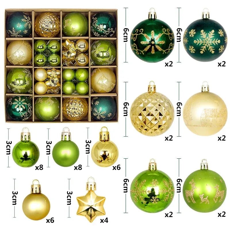 Boule de noël 3/6CM, 44 pièces, ornements de décoration d'arbre de noël