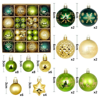 Boule de noël 3/6CM, 44 pièces, ornements de décoration d'arbre de noël