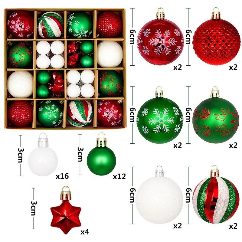 Boule de noël 3/6CM, 44 pièces, ornements de décoration d'arbre de noël