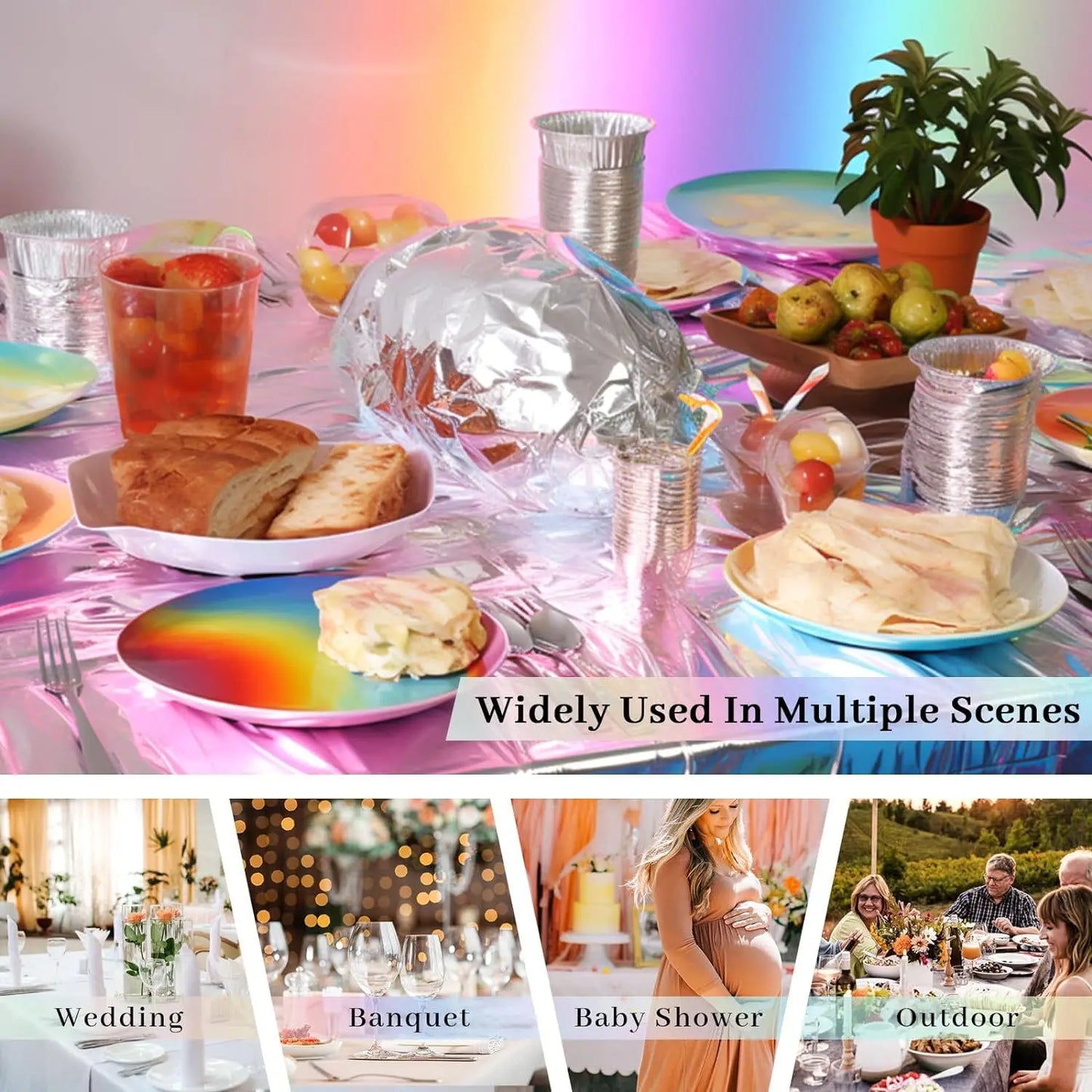 Table nappe anniversaire holographique brillante