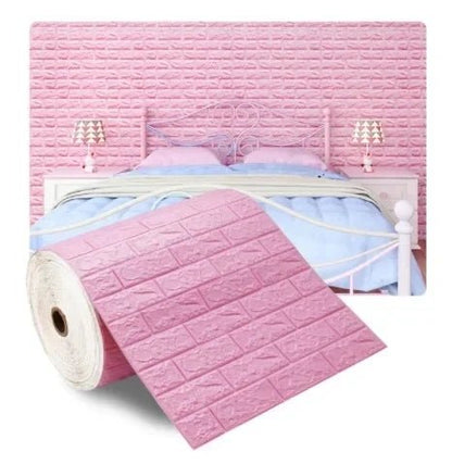 Papier Peint Autocollant 3D en Brique Souple 70cm x 2m, Rouleau Adhésif décoration Maison