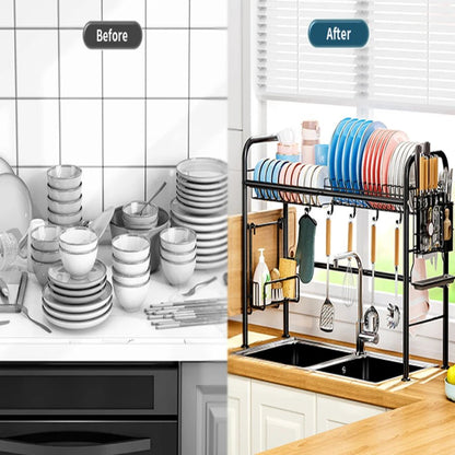 Égouttoir à vaisselle sur l'évier,