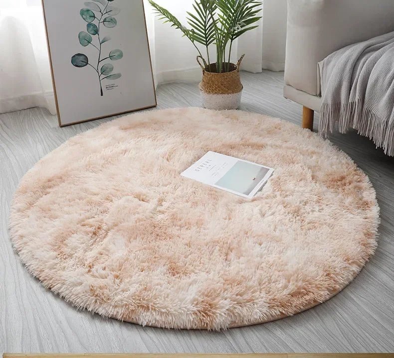 Tapis rond en peluche Super doux, blanc moelleux, pour Salon, décoration de maison,