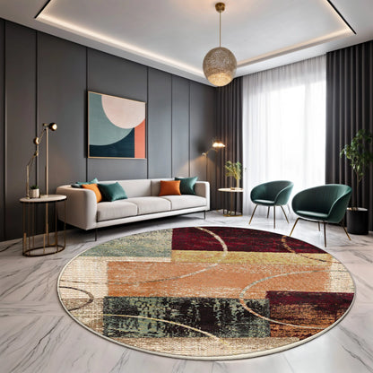 Tapis rond moderne, design géométrique | Élégance