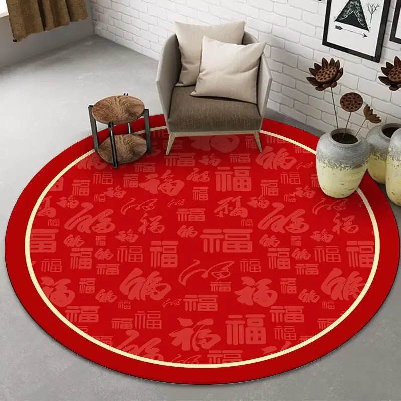 Tapis rond de luxe de Style Simple rouge | Élégance