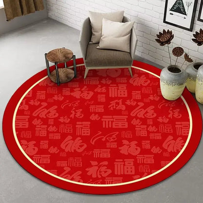 Tapis rond de luxe de Style Simple rouge | Élégance
