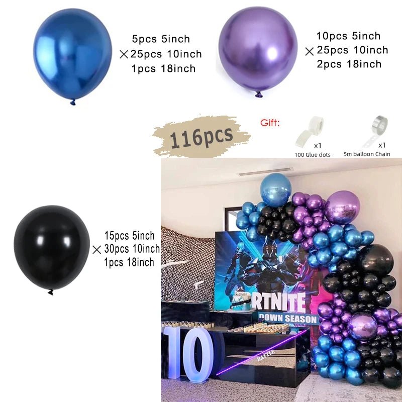 Guirlande de ballons noirs et dorés | Élégance