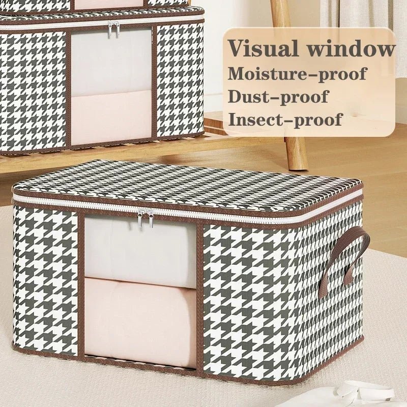 Boîte de Rangement Visible de Grande Capacité pour Vêtements Ménagers, Conteneur Pliable et Anti-Poussière à Fermeture Éclair