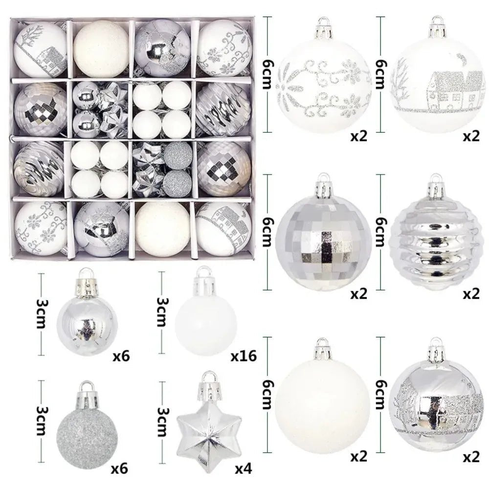 Boule de noël 3/6CM, 44 pièces, ornements de décoration d'arbre de noël