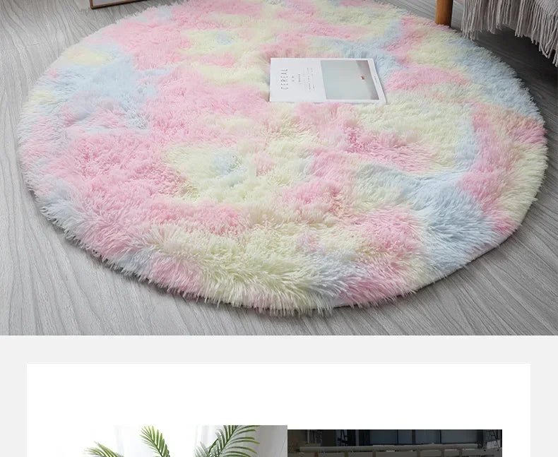 Tapis rond en peluche Super doux, blanc moelleux, pour Salon, décoration de maison,