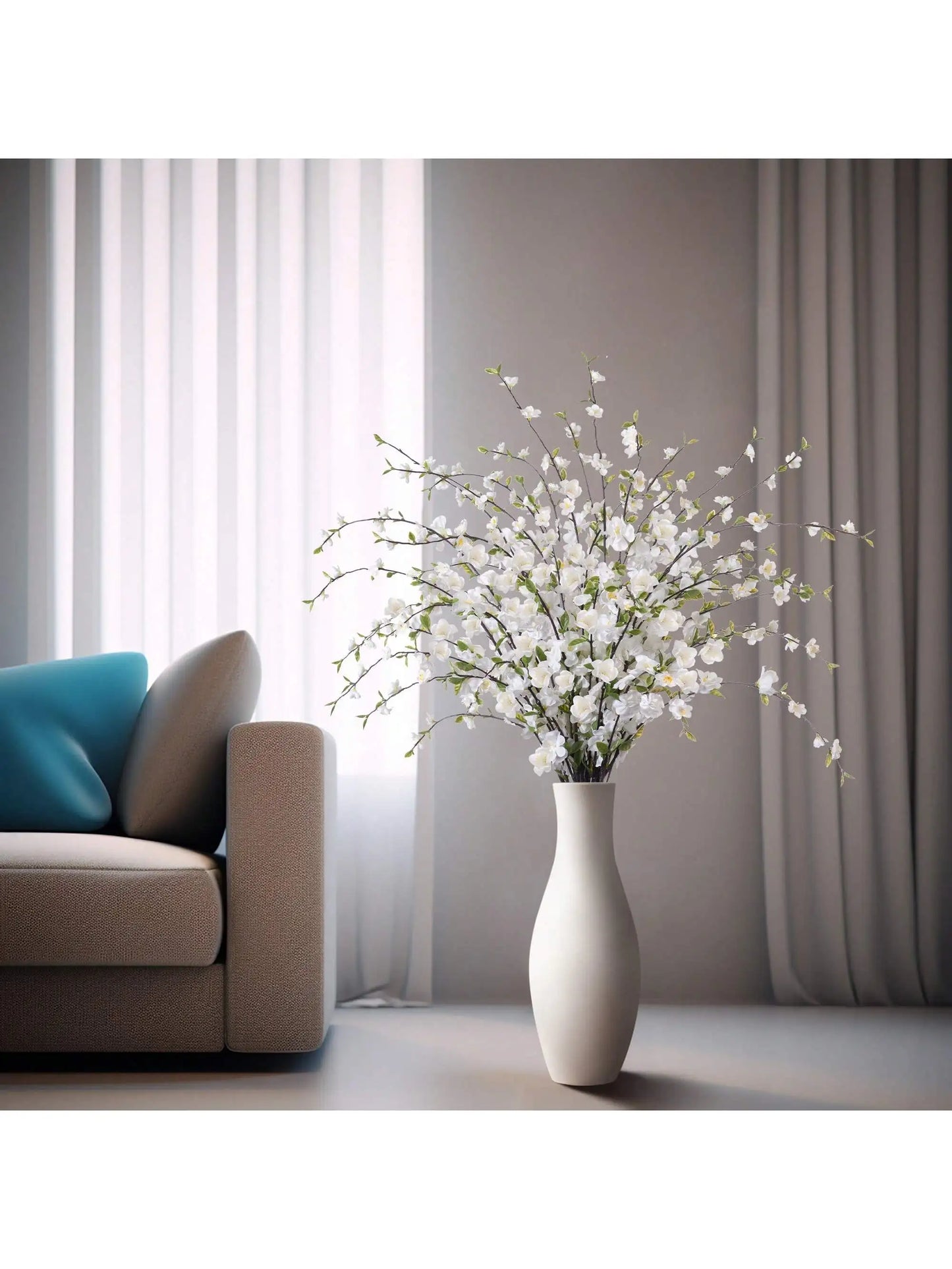 fleurs blanches en plastique à longue tige