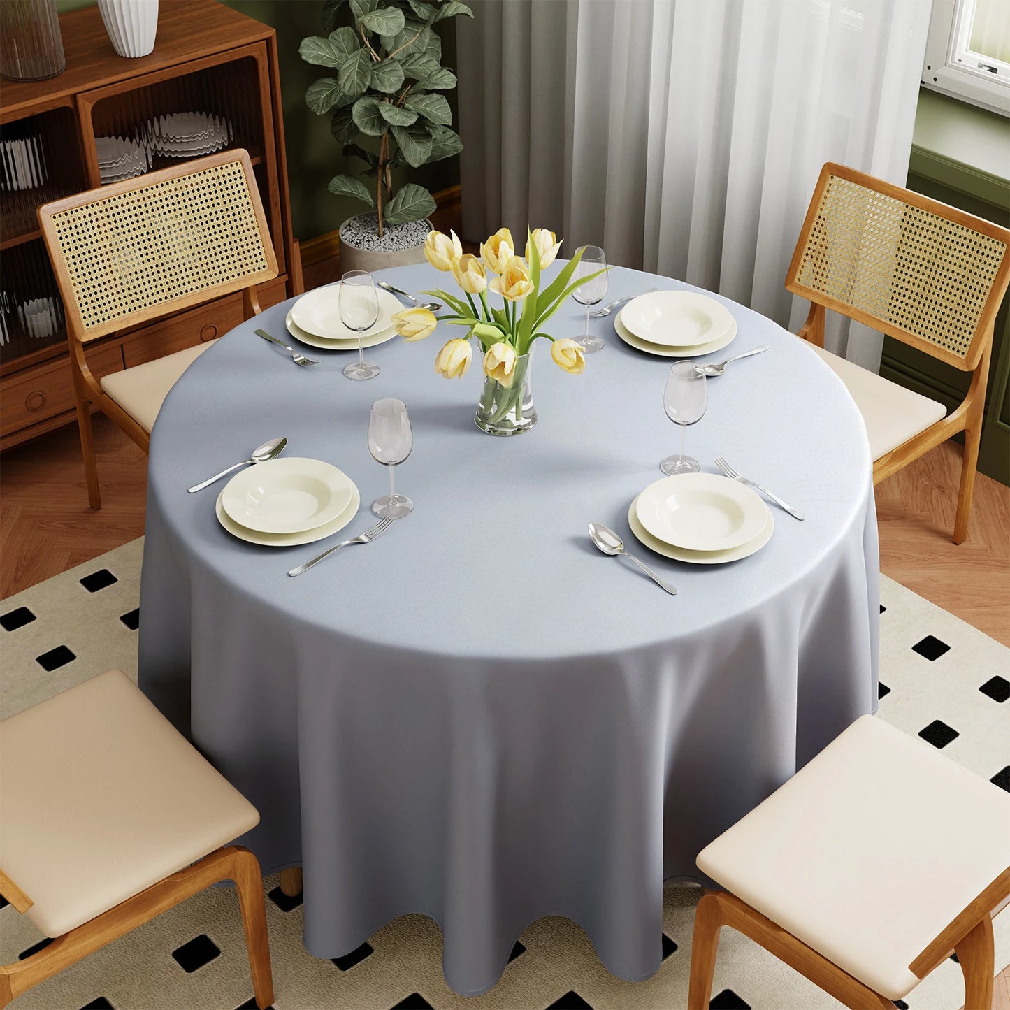 Nappe ronde de couleur Pure | Élégance Anti-taches