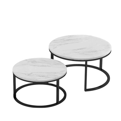 Anajqaqia Lot de deux tables basses rondes modernes, | MarbleDesign