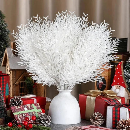 Aiguilles de Pin Blanches Artificielles pour Décoration Noël