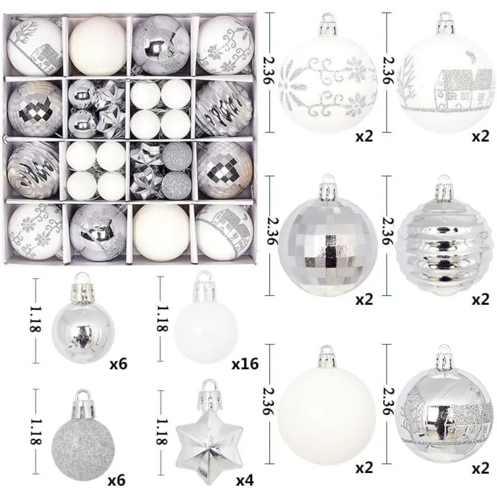 Boule de noël 3/6CM, 44 pièces, ornements de décoration d'arbre de noël