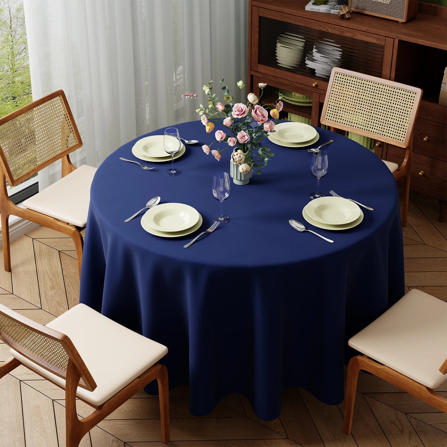 Nappe ronde de couleur Pure | Élégance Anti-taches