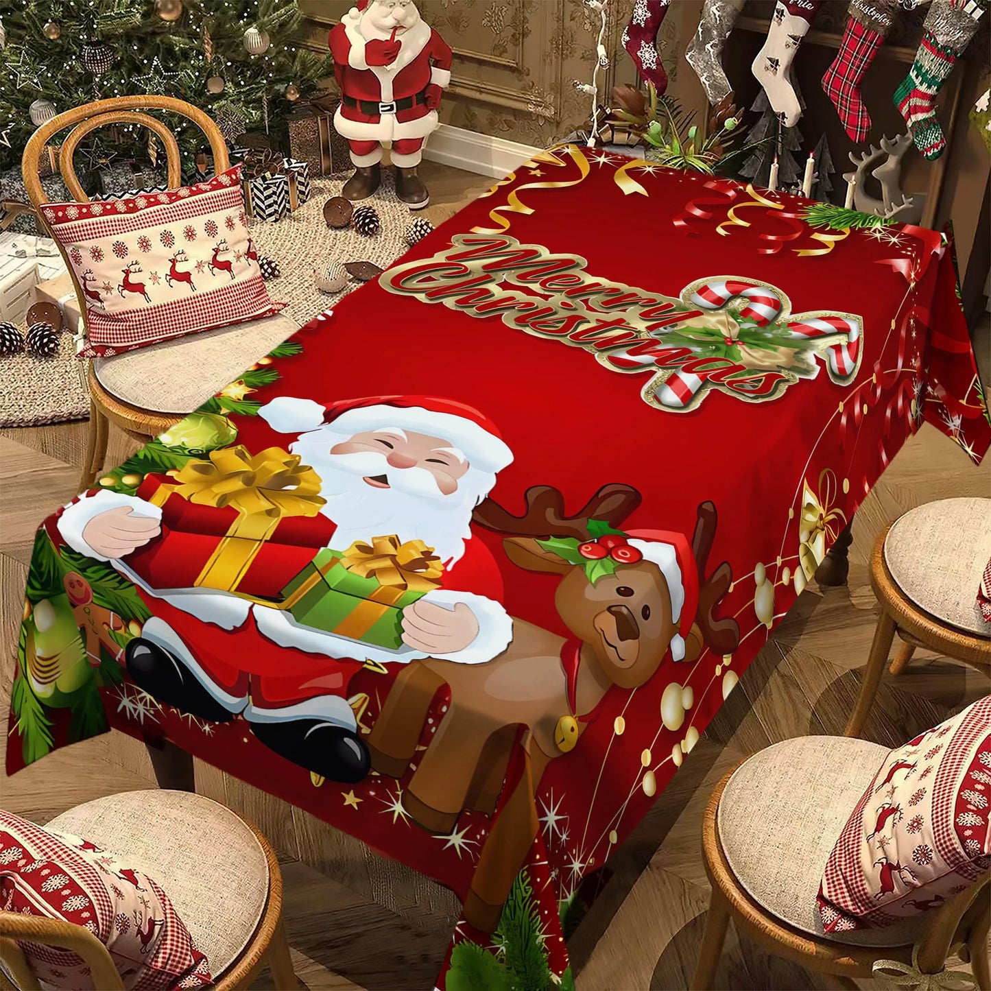 Nappe rectangulaire de noël, Design Poinsettia pour fête